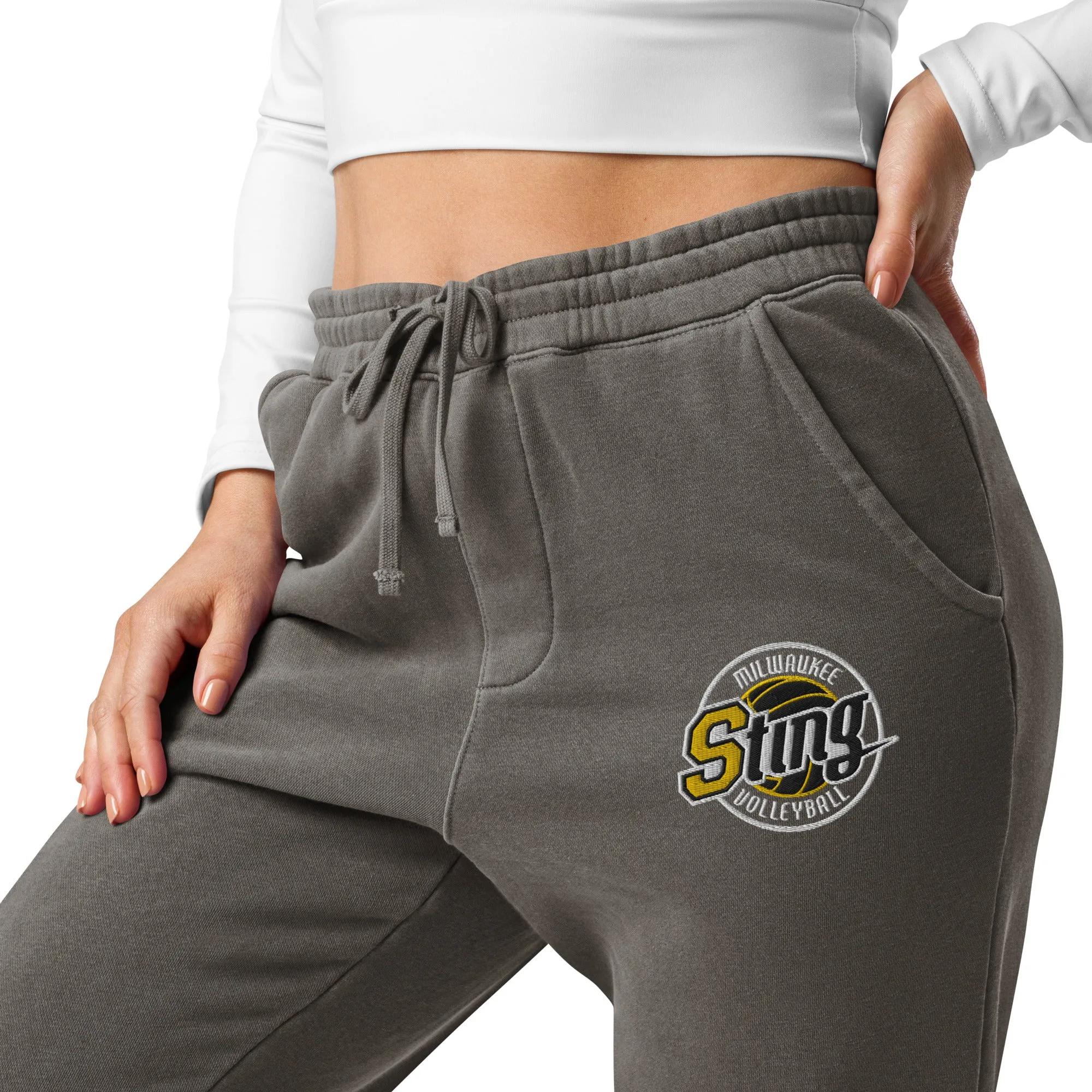 Sting Embroidered Pigment-Dyed Sweatpants