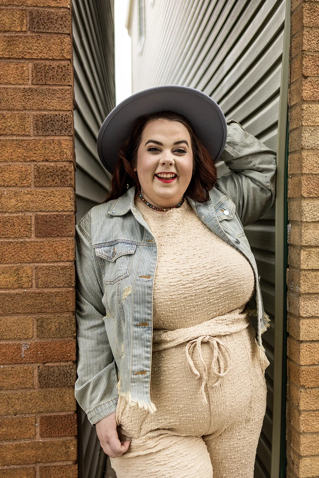 teddy striped denim jacket