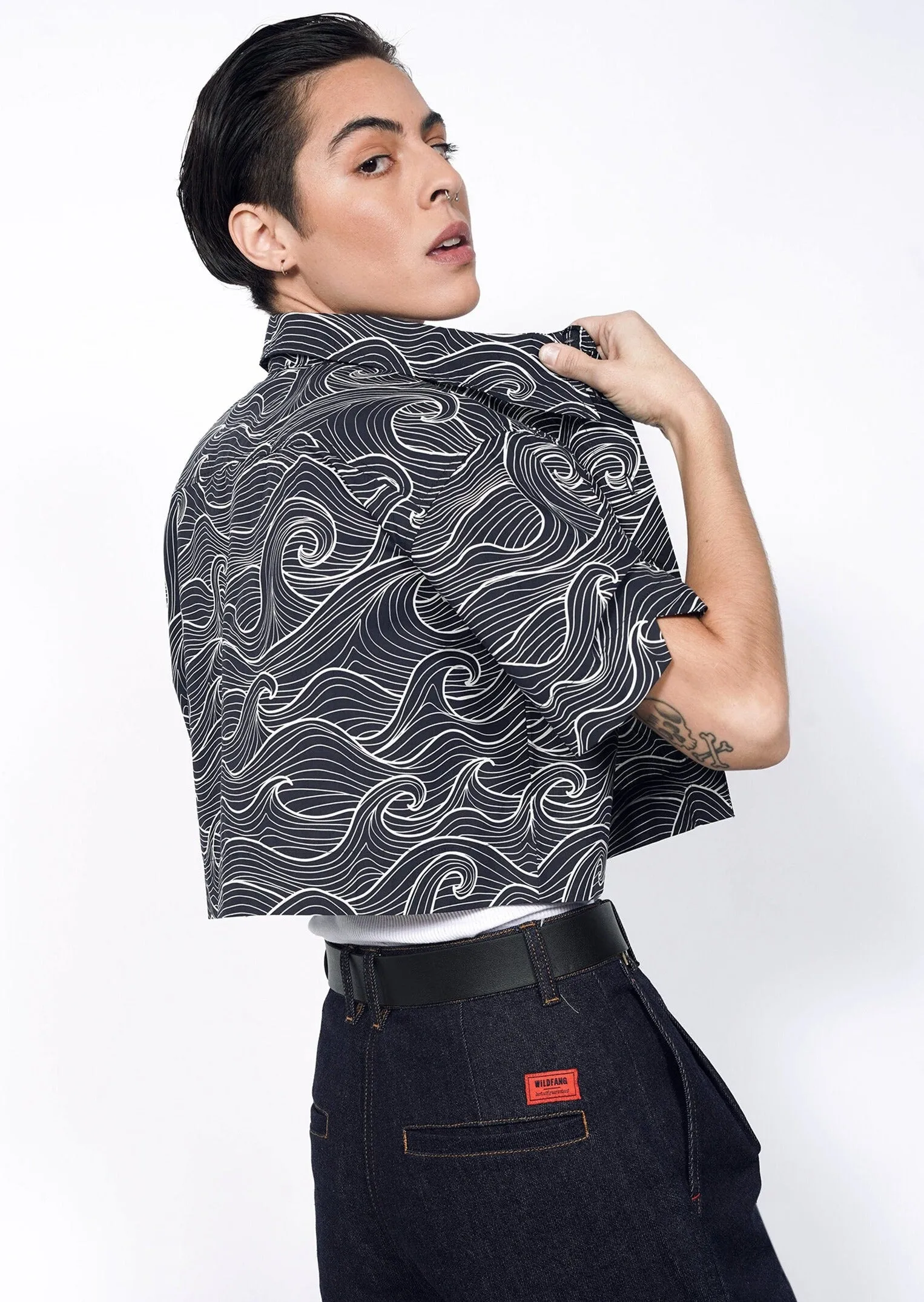 The Essential Cropped Button Up