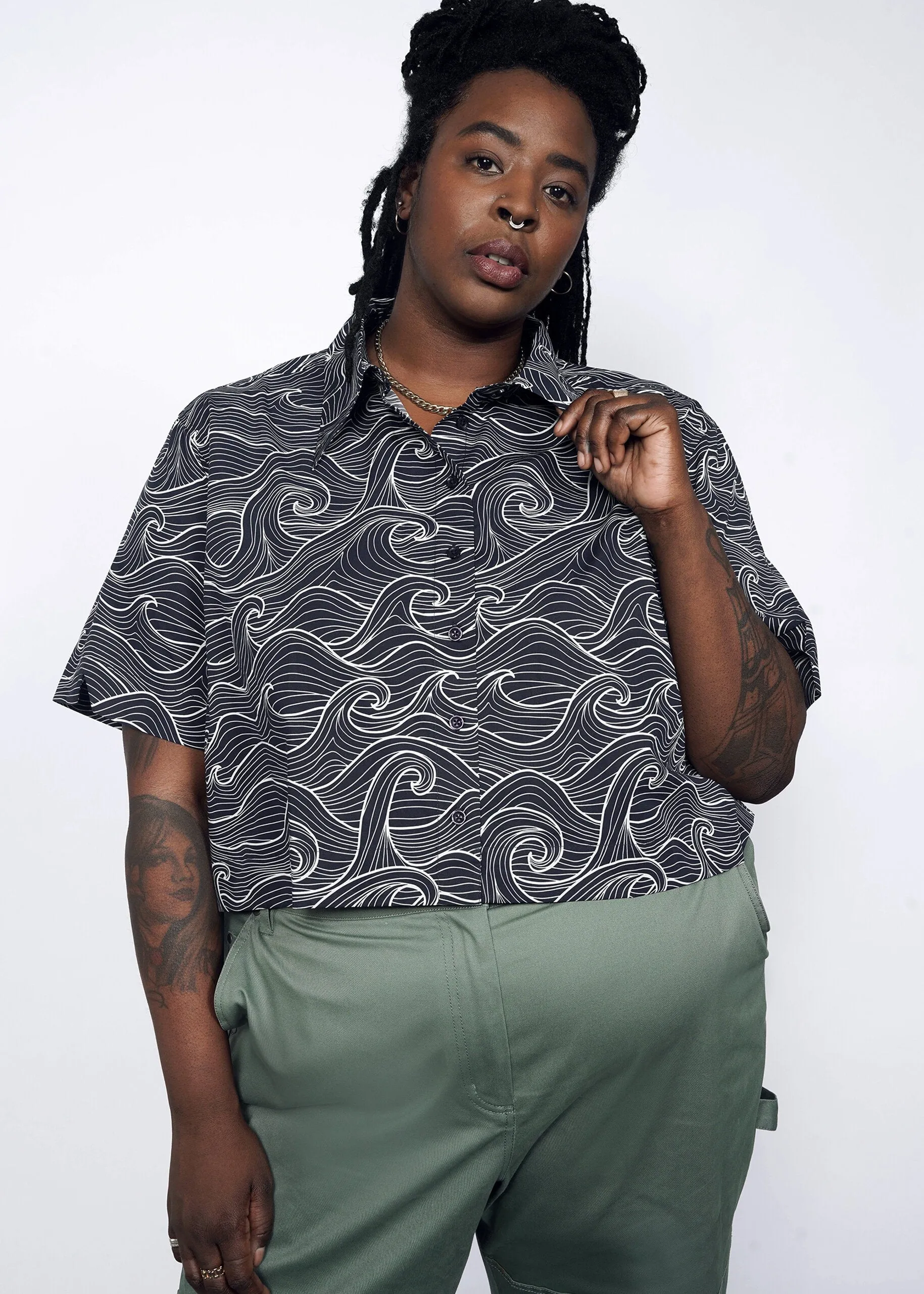 The Essential Cropped Button Up