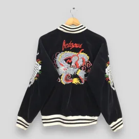 Vintage Sukajan Dragon Velvet Bomber Jacket Medium