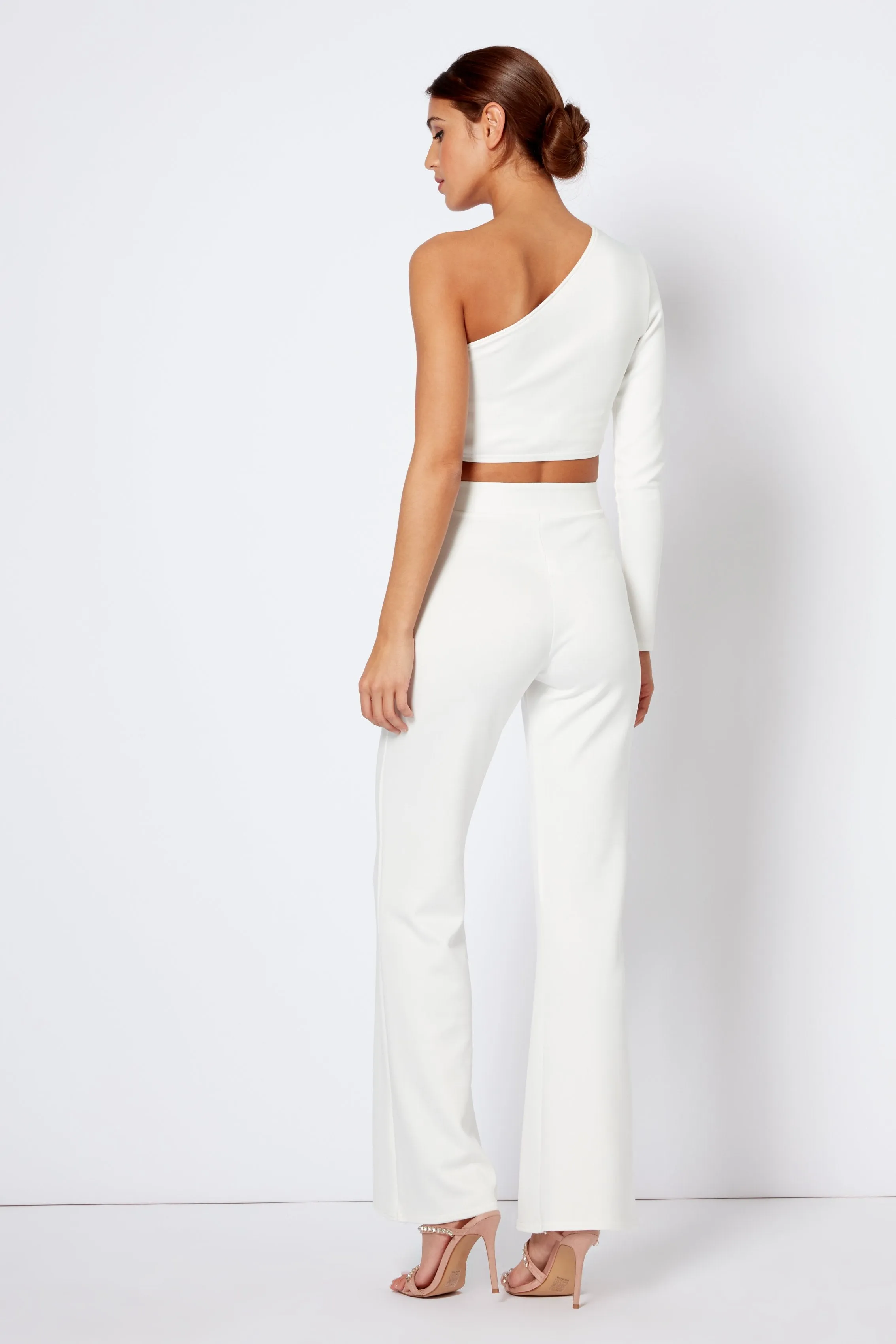 White One Shouldered Crop Top Co-Ord