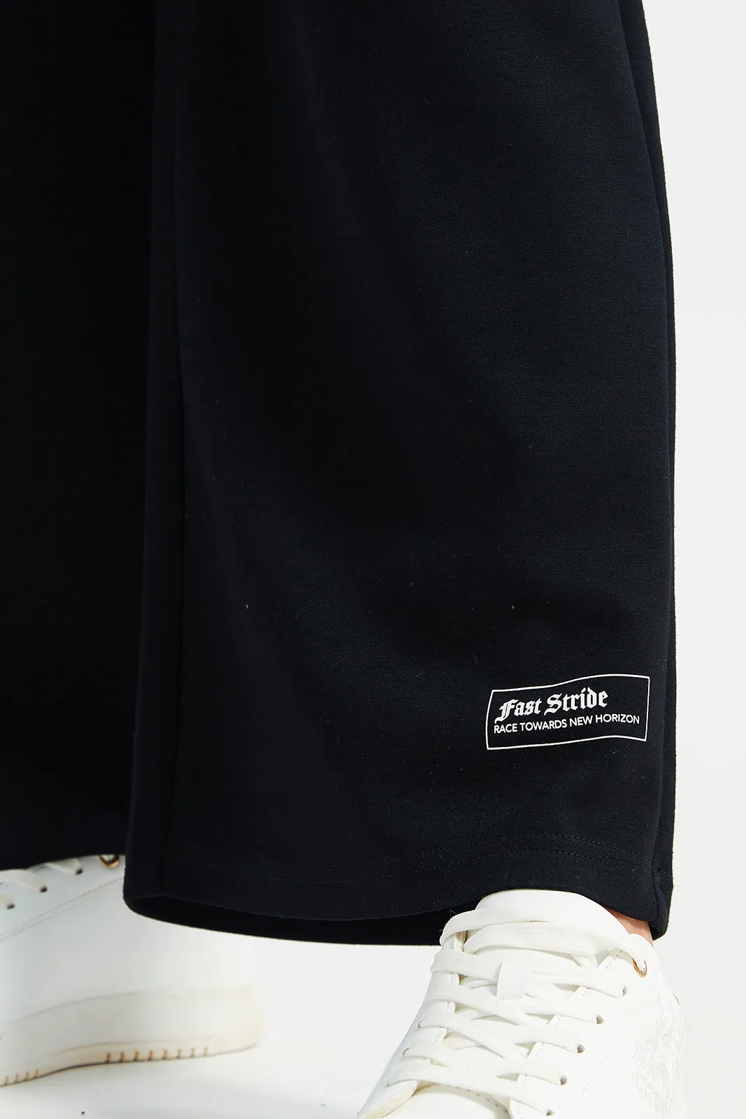 Women Charcoal Wide Leg Print Detail Active Pants