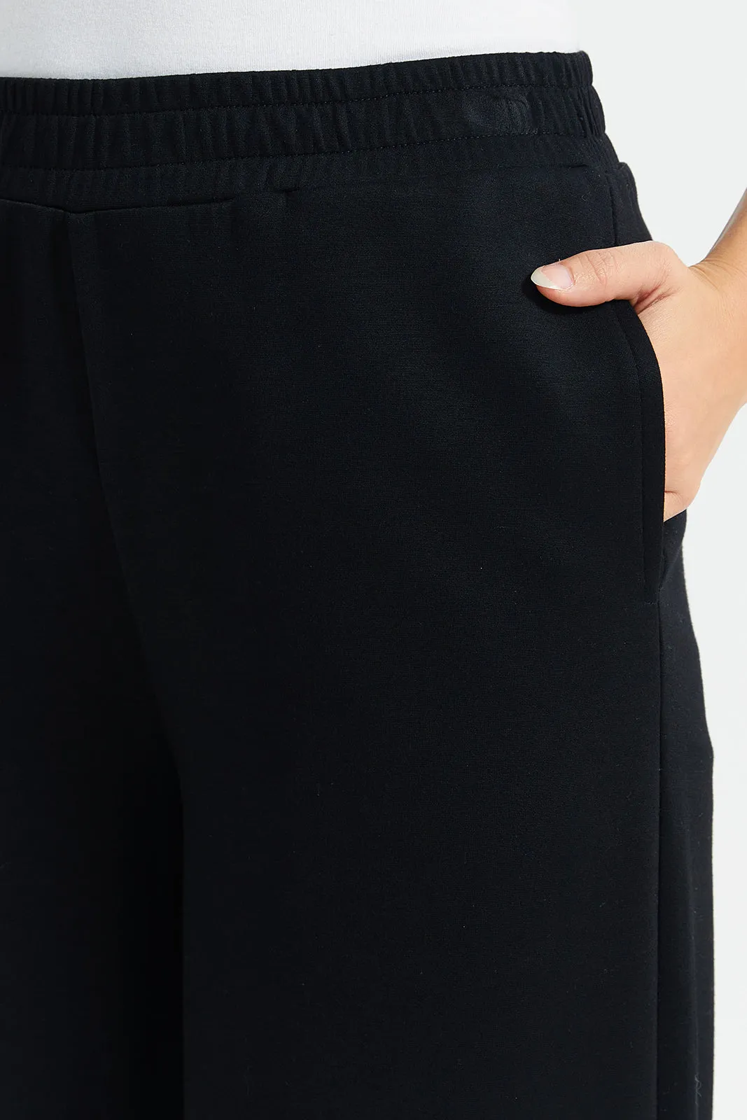 Women Charcoal Wide Leg Print Detail Active Pants