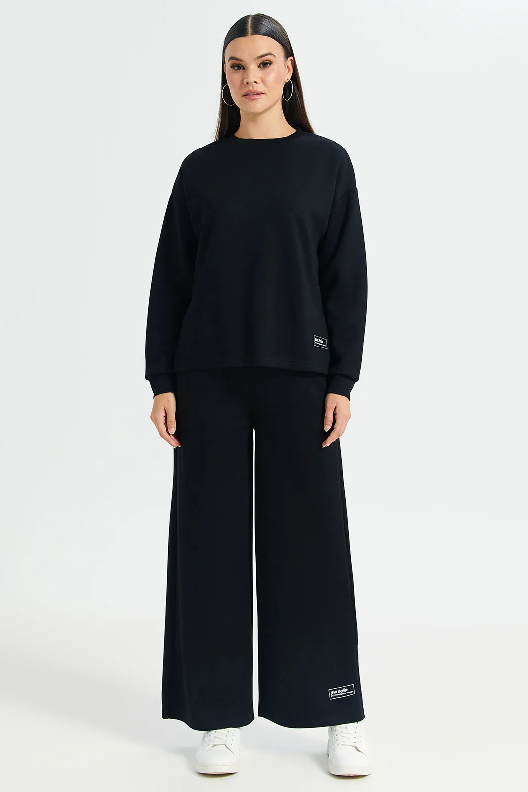 Women Charcoal Wide Leg Print Detail Active Pants