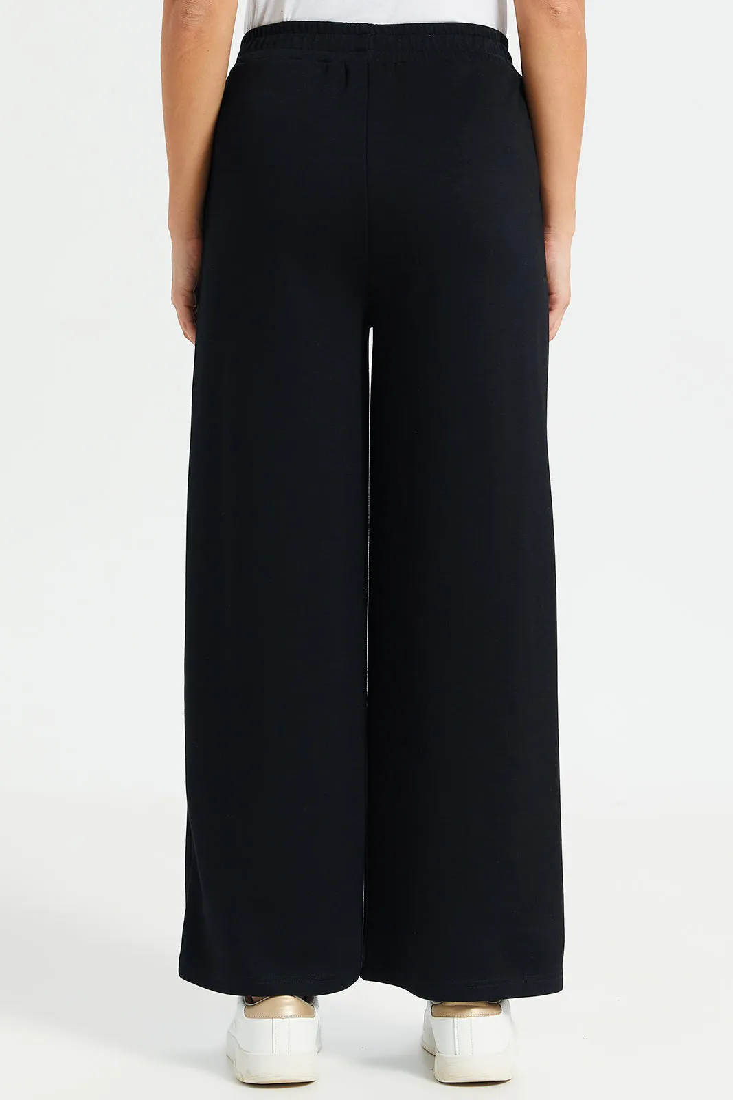 Women Charcoal Wide Leg Print Detail Active Pants